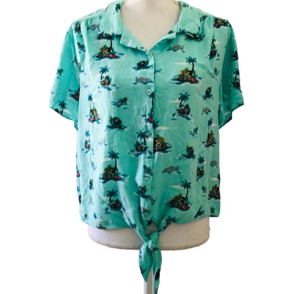Disney Mickey Mouse PLUTO Donald Duck Island Safari Tie Shirt 3XL Her Universe - Picture 3 of 12